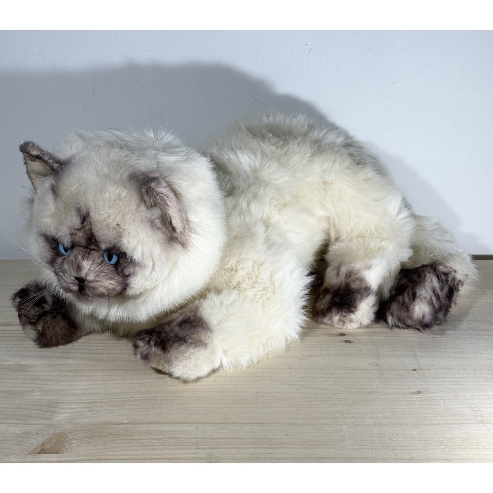 AUX Nations Realistic Laying Siamese Cat Stuffed Animal Plush France RARE NWT
